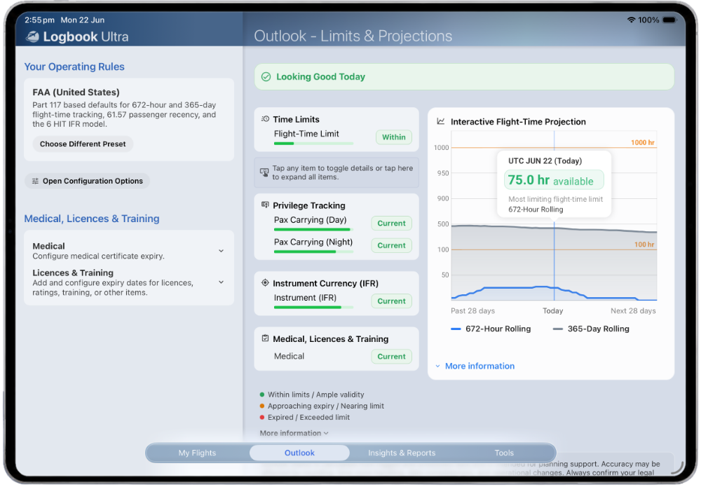 Logbook Ultra roster import and Calendar Sync workflow on iPhone.